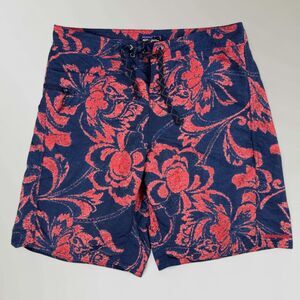 Patagonia Men's Board Shorts Navy Red Floral Swim Trunks Lightweight Size 34
